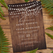 Rustic Barn Wood String Lights Evening Wedding Kaart