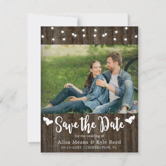 Rustic Barn Wood String Lights-fotokaart (Voorkant)