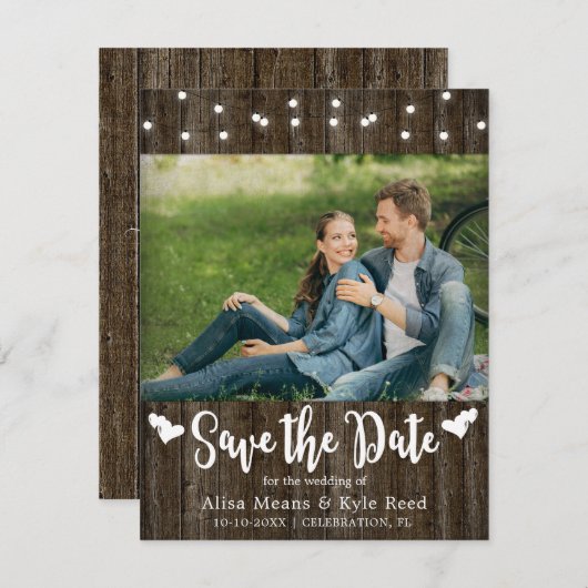 Rustic Barn Wood String Lights-fotokaart (Voorkant / Achterkant)