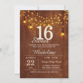 Rustic Barn Wood String Lights Lanterns Sweet 16 Kaart (Voorkant)
