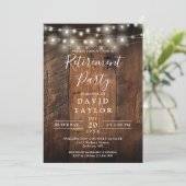 Rustic Barn Wood String Lights Pensioenfeest Kaart (Staand voorkant)