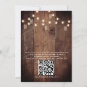 Rustic Barn Wood String Lights QR Code Wedding Kaart (Achterkant)
