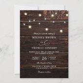 Rustic Barn Wood String Lights QR Code Wedding Kaart (Voorkant)