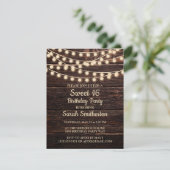 Rustic Barn Wood String Lights Sweet 16 Uitnodigin Kaart (Staand voorkant)