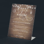 Rustic Barn Wood String Lights Unplugged Ceremony Reclamebord Met Voetstuk<br><div class="desc">Moderne en elegante vormgeving met de afdruk Chic Rustic Barn Wood String Lights Script Unplugged Ceremony Pedestal Sign die kan worden aangepast met jouw tekst. Klik op de knop "Aanpassen" en gebruik onze ontwerptool om deze sjabloon te wijzigen. Bekijk de grafische kunstontwerpopslag voor andere producten die bij dit ontwerp passen!...</div>