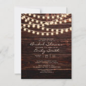 Rustic Barn Wood String Lights Vrijgezellenfeest Kaart (Voorkant)