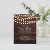 Rustic Barn Wood String Lights Vrijgezellenfeest Kaart (Staand voorkant)