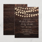 Rustic Barn Wood String Lights Vrijgezellenfeest Kaart (Voorkant / Achterkant)