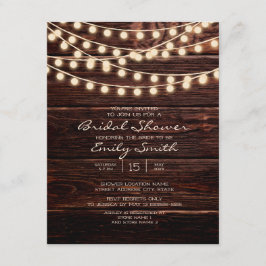 Rustic Barn Wood String Lights Vrijgezellenfeest Kaart