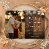 Rustic Barn Wood String Lights Weddenfoto Kaart