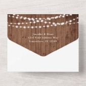 Rustic Barn Wood String Lights Wedding All In One Uitnodiging (Achterkant)