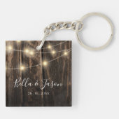 Rustic Barn Wood String Lights Wedding Favor Sleutelhanger (Achterkant)