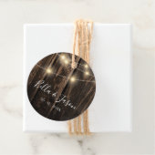 Rustic Barn Wood String Lights Wedding Gift Bedankjes Labels (In situ)