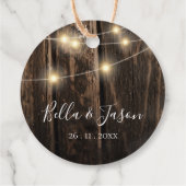 Rustic Barn Wood String Lights Wedding Gift Bedankjes Labels (Achterkant)