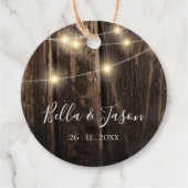 Rustic Barn Wood String Lights Wedding Gift Bedankjes Labels (Voorkant)