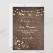 Rustic Barn Wood String Lights Wedding Kaart (Voorkant)