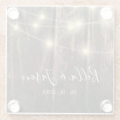 Rustic Barn Wood String Lights Wedding Party Glazen Onderzetter (Achterkant)