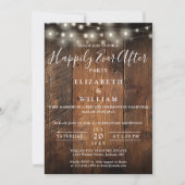 Rustic Barn Wood String Lights Wedding Reception Kaart (Voorkant)