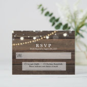 Rustic Barn Wood String Lights Wedding RSVP Kaartje (Staand voorkant)