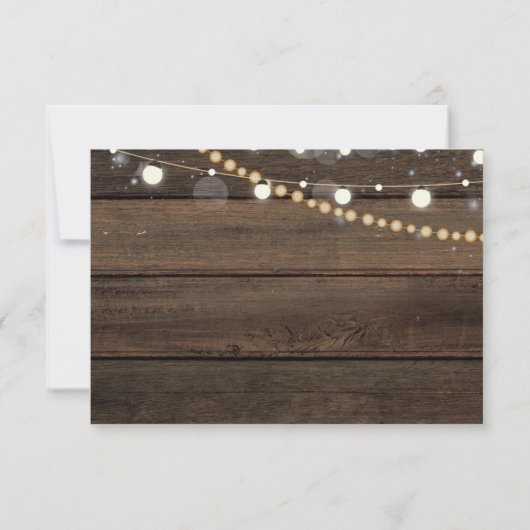 Rustic Barn Wood String Lights Wedding RSVP Kaartje (Achterkant)