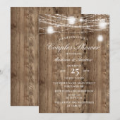 Rustic Barn Wood String of Lights Couples Shower Kaart (Voorkant / Achterkant)