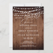 Rustic Barn Wood Strings Light Rehearsal Dinner Kaart (Voorkant)