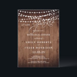 Rustic Barn Wood Strings Light Rehearsal Dinner Kaart<br><div class="desc">Laat de liefde SPARKLE! Een unieke rustige keuze voor bruiloften en andere verwante feestelijkheden. (1) Klik voor verdere aanpassingen op de knop "Aanpassen" en gebruik onze ontwerptool om deze sjabloon te wijzigen. Alle tekststijlen, kleuren en grootten kunnen worden aangepast aan uw behoeften. (2) Als u liever dikkere papieren hebt, kunt...</div>