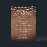 Rustic Barn Wood Strings Light Rehearsal Dinner Kaart<br><div class="desc">Laat de liefde SPARKLE! Een unieke rustige keuze voor bruiloften en andere verwante feestelijkheden. (1) Klik voor verdere aanpassingen op de knop "Aanpassen" en gebruik onze ontwerptool om deze sjabloon te wijzigen. Alle tekststijlen, kleuren en grootten kunnen worden aangepast aan uw behoeften. (2) Als u liever dikkere papieren hebt, kunt...</div>