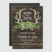 Rustic Barn Wood Succulent Antlers sparen Datum A (Voorkant / Achterkant)
