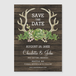 Rustic Barn Wood Succulent Antlers sparen Datum A