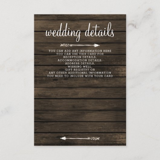 Rustic Barn Wood Succulent Country Chic Wedding Informatiekaartje (Voorkant)