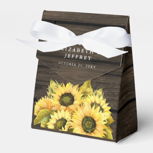 Rustic Barn Wood Sun Flowers Wedding Bedankdoosjes (Voorkant Zijde)