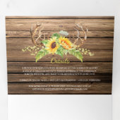 Rustic Barn Wood Sunflower Antlers Weddenschap Drieluik Uitnodiging (Binnenzijde eerst)