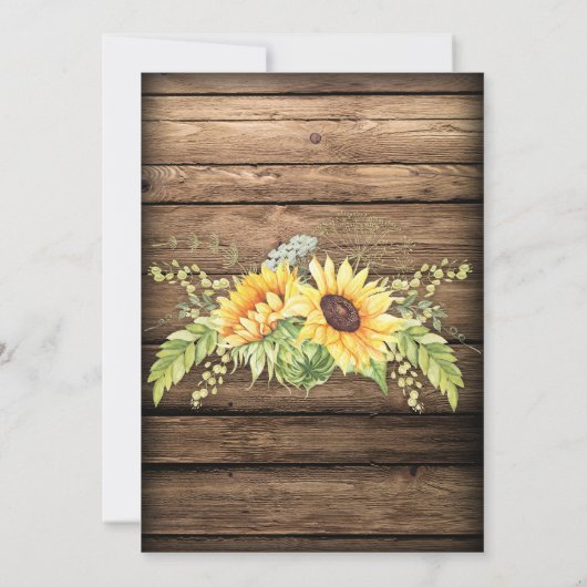 Rustic Barn Wood Sunflower Antlers Weddenschap Kaart (Achterkant)