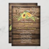 Rustic Barn Wood Sunflower Antlers Weddenschap Kaart (Voorkant / Achterkant)