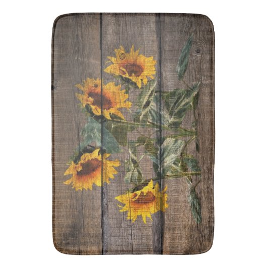 Rustic Barn Wood Sunflower Badmat (Voorkant Verticaal)