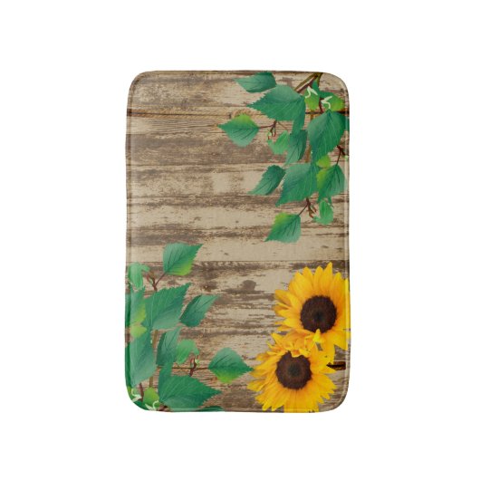 Rustic Barn Wood Sunflower Badmat (Voorkant Verticaal)