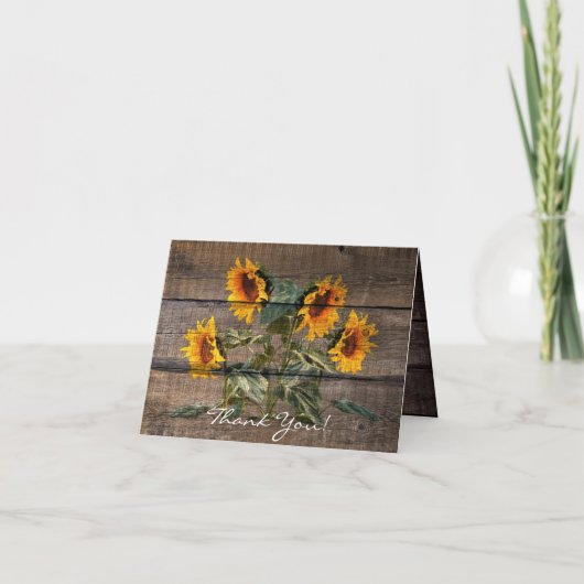 Rustic Barn Wood Sunflower Bedankkaart (Voorkant)