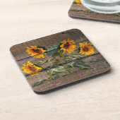 Rustic Barn Wood Sunflower Bier Onderzetter (Linkerzijde)