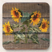 Rustic Barn Wood Sunflower Bier Onderzetter (Voorkant)