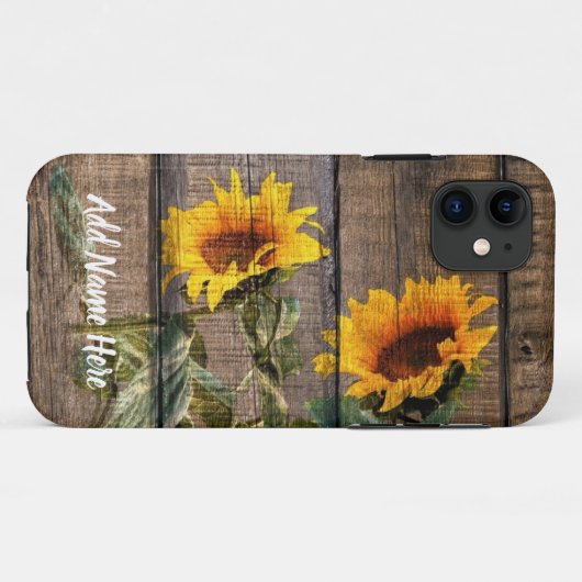 Rustic Barn Wood Sunflower Case-Mate iPhone Case (Achterkant (horizontaal))