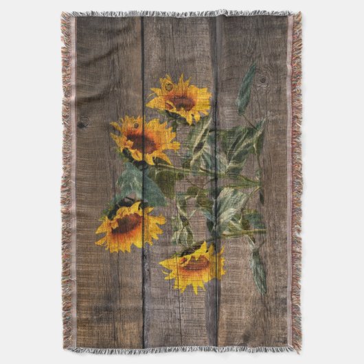 Rustic Barn Wood Sunflower Deken (Voorkant Verticaal)