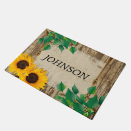 Rustic Barn Wood Sunflower Deurmat