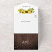 Rustic Barn Wood Sunflower en Eucalyptus Wedding All In One Uitnodiging (Buitenkant)