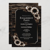 Rustic Barn Wood Sunflower Engagement Party Kaart (Voorkant / Achterkant)