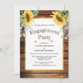 Rustic Barn Wood Sunflower Engagement Party Kaart