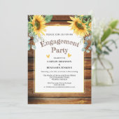 Rustic Barn Wood Sunflower Engagement Party Kaart (Staand voorkant)