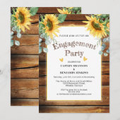 Rustic Barn Wood Sunflower Engagement Party Kaart (Voorkant / Achterkant)