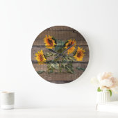 Rustic Barn Wood Sunflower Grote Klok (Huis)