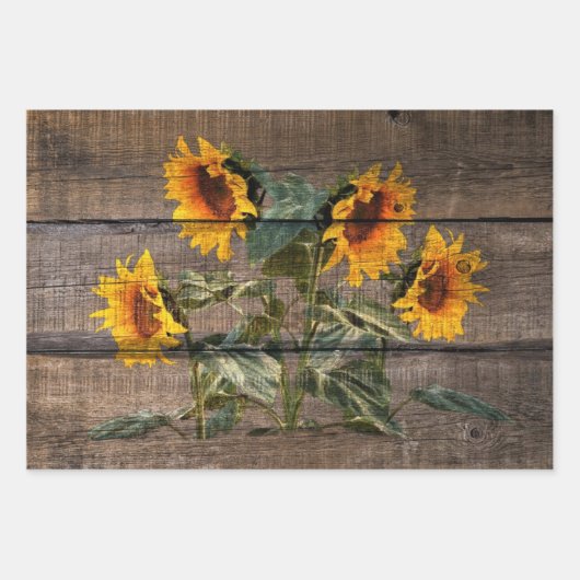Rustic Barn Wood Sunflower Inpakpapier Vel (Voorkant)